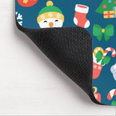 陽気なクリスマスパターンを青に マウスパッド (コーナー)