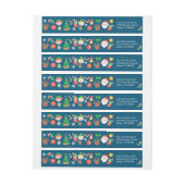 陽気なクリスマスパターンを青に ラップアラウンド宛名ラベル (シート)