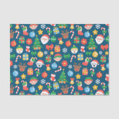 陽気なクリスマスパターンを青に 薄葉紙 (正面)