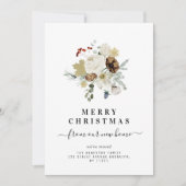 陽気なクリスマスフローラの動モダンきの発表 シーズンカード (正面)