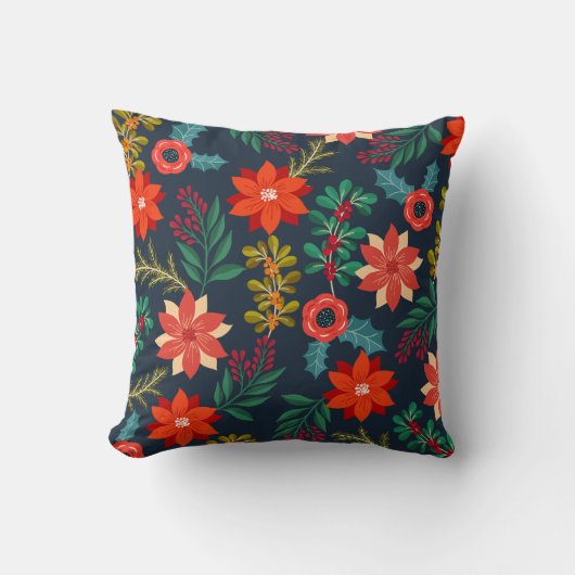 陽気なクリスマスフローラ装飾用クッション クッション (正面)