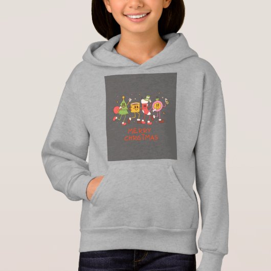 陽気なクリスマスフード付きスウェットシャツ (正面)