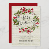 陽気なクリスマスブルゴーニュの冬の素朴なフローラ シーズンカード (正面/裏面)