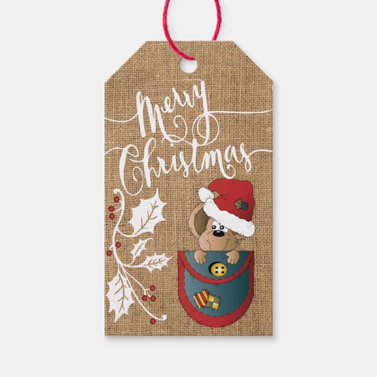 陽気なクリスマスマウスを持っている ギフトタグ (正面)