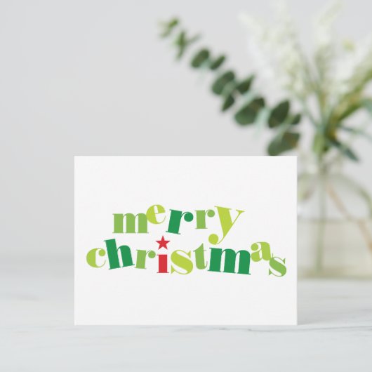 陽気なクリスマスモダンタイポグラフィ シーズンポストカード (スタンド正面)