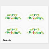 陽気なクリスマスモダンタイポグラフィ 楕円形シール (シート)