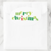 陽気なクリスマスモダンタイポグラフィ 楕円形シール (バッグ)