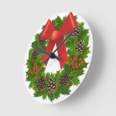 陽気なクリスマスリース ラウンド壁時計 (傾斜)