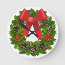 陽気なクリスマスリース ラウンド壁時計