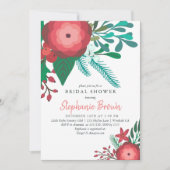 陽気なクリスマスリーフブライダルシャワー 招待状 (正面)