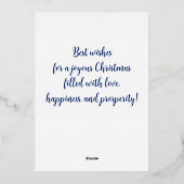 陽気なクリスマスロビンの水の色カスタマイズ可能 箔シーズンカード (裏面)