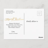 陽気なクリスマス金ゴールドの台本 ポストカード (裏面)