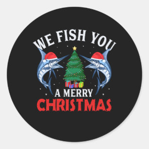 陽気なクリスマス魚釣り ラウンドシール