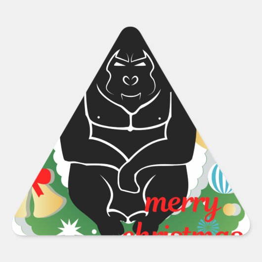 陽気なクリスマス・ゴリラ 三角形シール (正面)