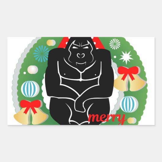陽気なクリスマス・ゴリラ 長方形シール (正面)