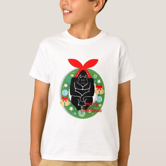 陽気なクリスマス・ゴリラ Tシャツ (正面)