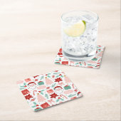 陽気なクリスマス スクエアペーパーコースター (インサイチュ)