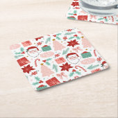 陽気なクリスマス スクエアペーパーコースター (アングル)