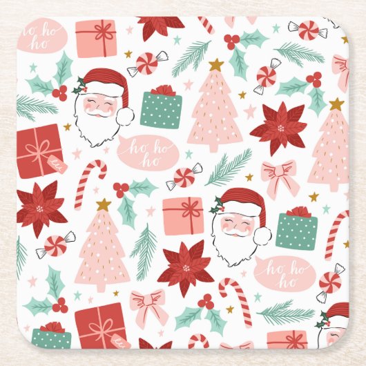 陽気なクリスマス スクエアペーパーコースター (正面)