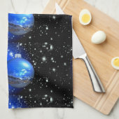 陽気なクリスマス・ナイト・スカイ・オーナメント キッチンタオル (四つ折り)
