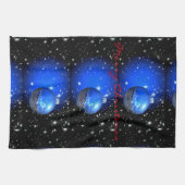 陽気なクリスマス・ナイト・スカイ・オーナメント キッチンタオル (横)