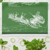 陽気なグリーンサンタクロスホリデイスタイル キッチンタオル (折り畳み)