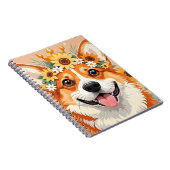 陽気なコルギの犬の冠デイジーとヒマワリ ノートブック (右側)