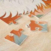 陽気なコーギー犬のデイジーとひまわりの王冠 ジグソーパズル (側面)