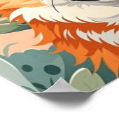 陽気なコーギー犬のデイジーとひまわりの王冠 ポスター (角)