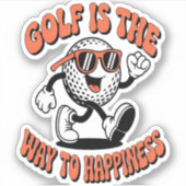 陽気なゴルフボールマスコット シール (正面)