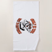 陽気なゴルフボールマスコット ビーチタオル (正面)