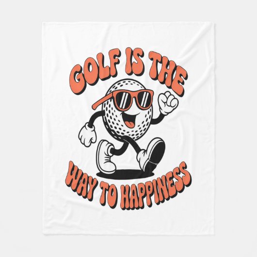 陽気なゴルフボールマスコット フリースブランケット (正面)