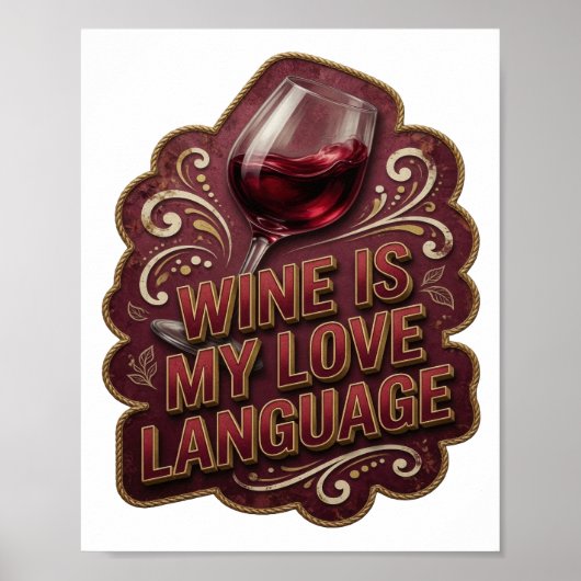 陽気なゴールド WINE IS MY LOVE LANGUAGE v2 ポスター (正面)