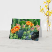 陽気なサボテンの花が挨拶 カード (黄色い花)