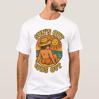 陽気なサマービーチTシャツ サンアウトバンズアウト Tシャツ