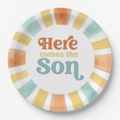 陽気なサンシャインの赤ちゃんのお披露目パーティー Here Comes the Son ペーパープレート (正面)