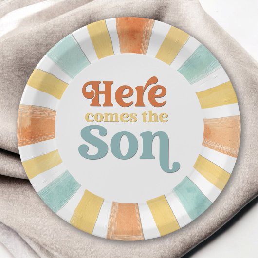 陽気なサンシャインの赤ちゃんのお披露目パーティー Here Comes the Son ペーパープレート