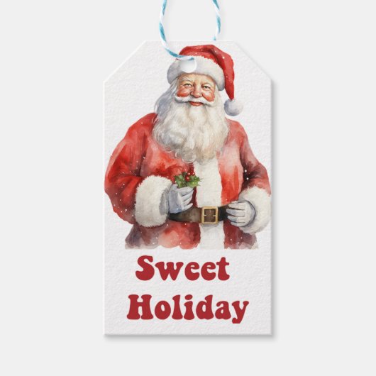 陽気なサンタと楽しい休日のラベル ギフトタグ (正面)