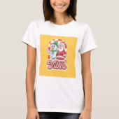 陽気なサンタと雪だるまのビジュアルTシャツ Tシャツ (正面)