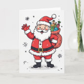陽気なサンタのクリスマスカード – 中身が白紙のホリデー カード (正面)