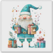 陽気なサンタのクリスマスステッカー シール (正面)