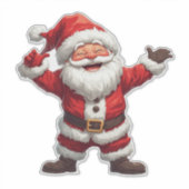 陽気なサンタのクリスマスホリデー装飾の祭りのファン シール (正面)