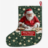 陽気なサンタクロスホリデイストッキング パーソナライズされた ラージクリスマスストッキング (裏面)