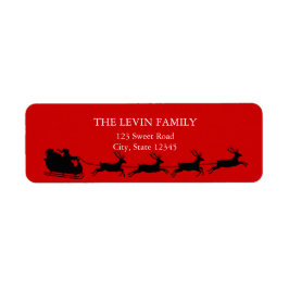 陽気なサンタクロースがそりに乗るクリスマス ラベル
