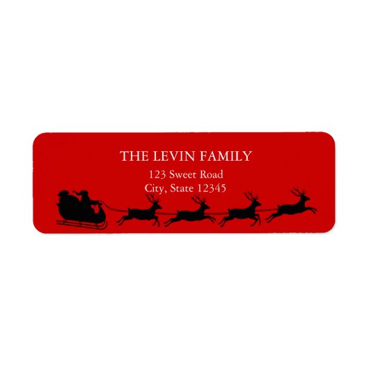 陽気なサンタクロースがそりに乗るクリスマス ラベル (正面)