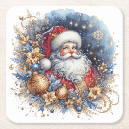陽気なサンタクロースとクリスマス スクエアペーパーコースター