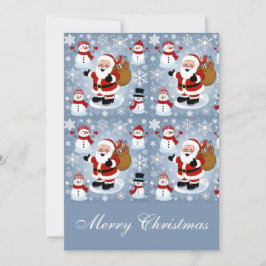 陽気なサンタクロースと雪だるまのクリスマス シーズンカード