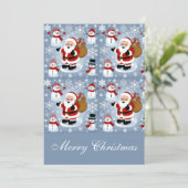 陽気なサンタクロースと雪だるまのクリスマス シーズンカード (スタンド正面)