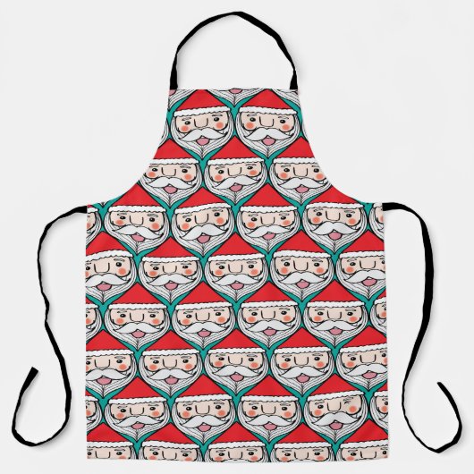陽気なサンタクロースのクリスマスパターン エプロン (正面)