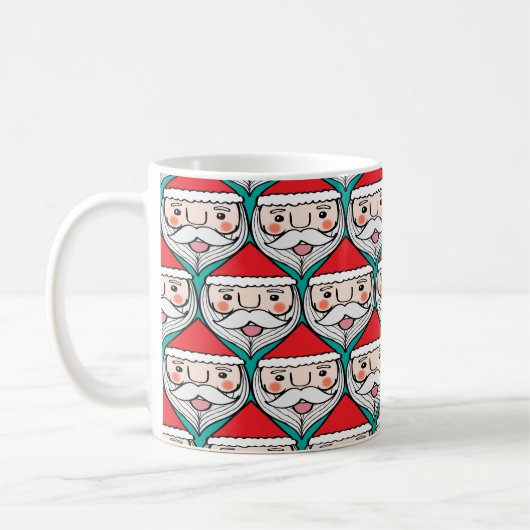 陽気なサンタクロースのクリスマスパターン コーヒーマグカップ (左)
